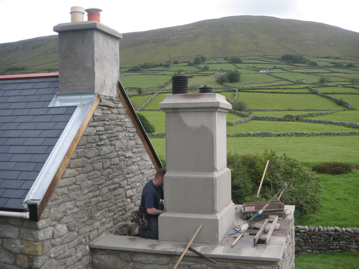 Chimney repair on an Irish stone cottage